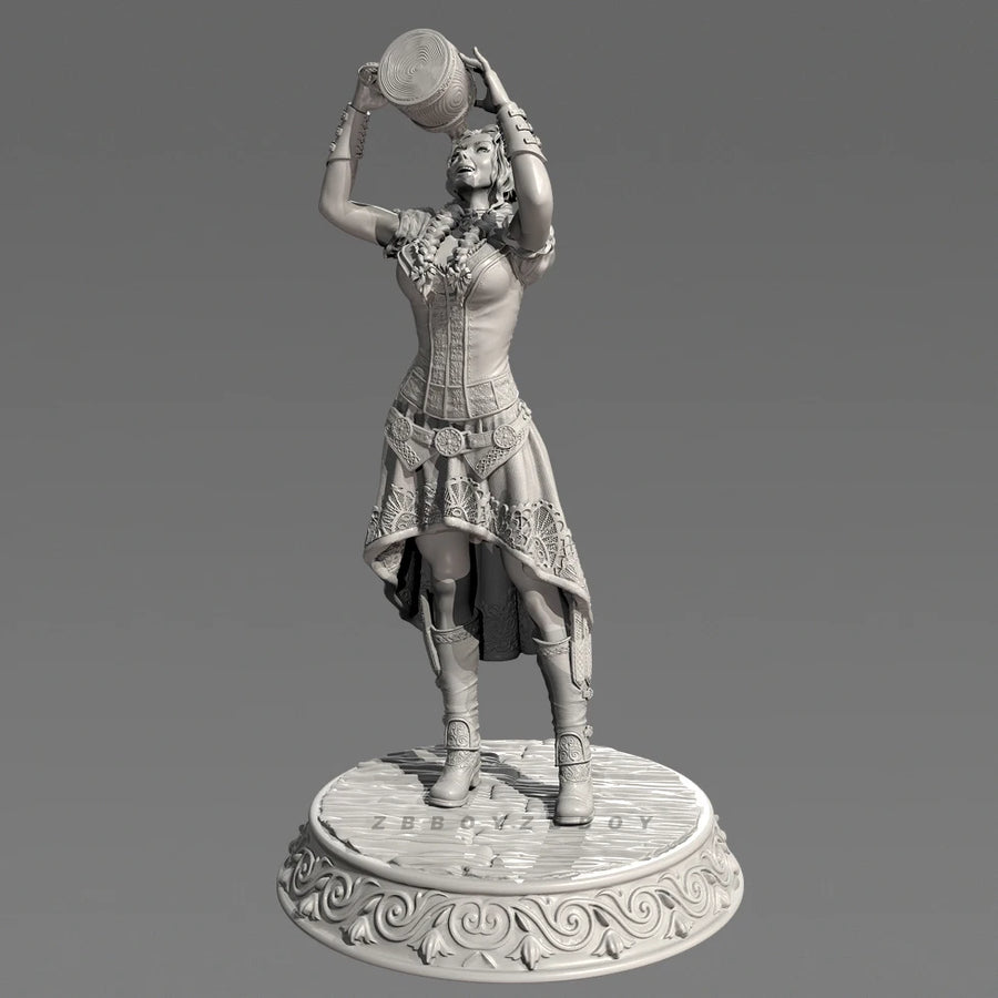 Steampunk Female Warrior with Artifact 38mm Resin Figure Kit - resin model view 2