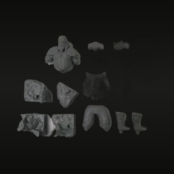 Fantasy Dwarf Warrior with Fur Cloak 1/24 Resin Figure Kit