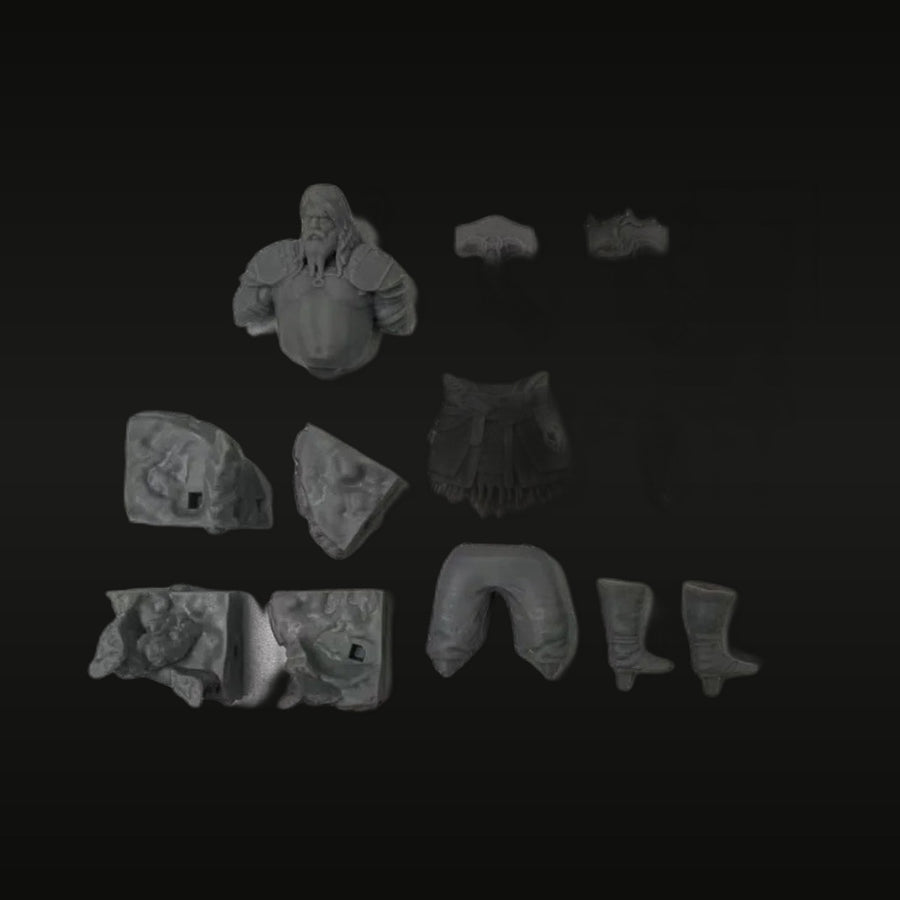 Fantasy Dwarf Warrior with Fur Cloak 1/24 Resin Figure Kit - unpainted resin model kit