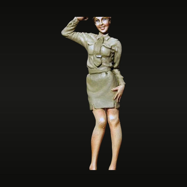 WWII Female Pinup Service Dress Uniform Saluting 1/35 Resin Figure Kit