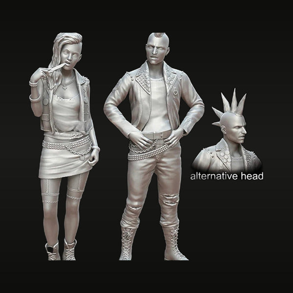 Punk Rockers Male and Female with Mohawk 1/35 Resin Figure Kit