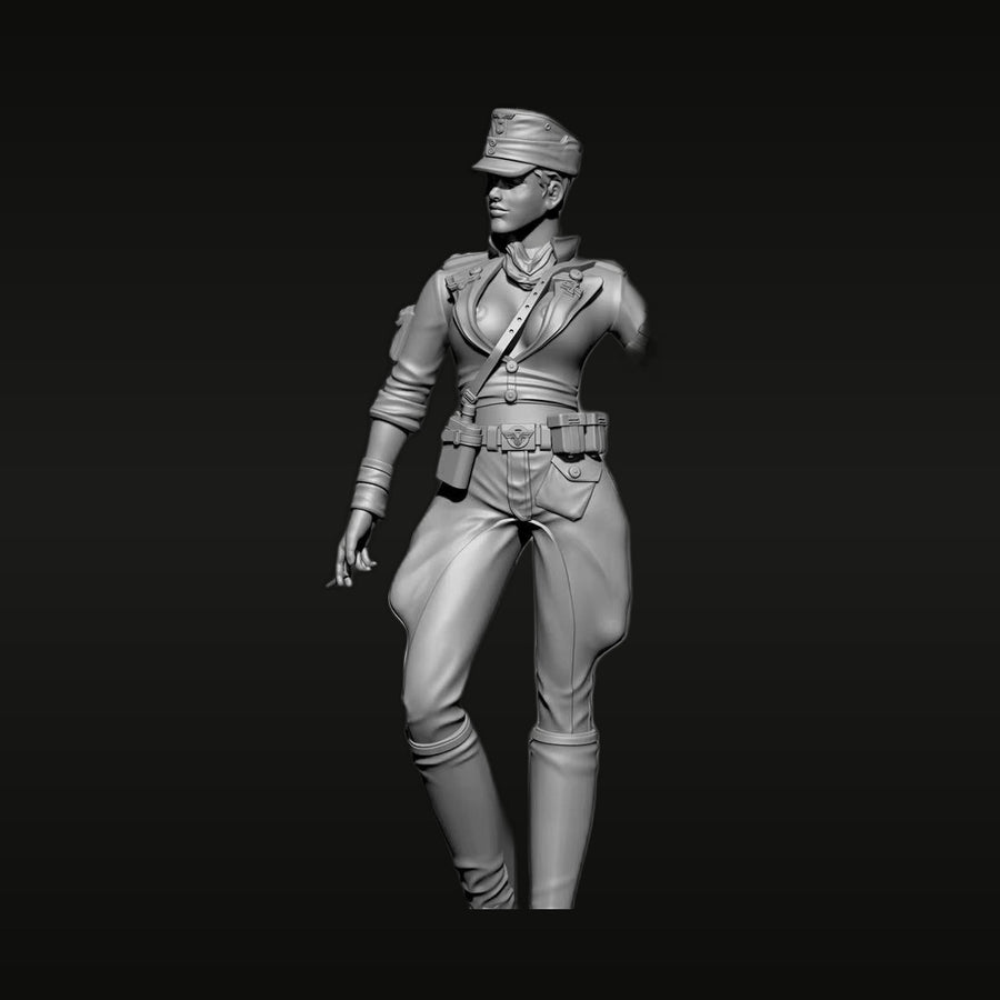 Pinup Female Soldier in Military Uniform 1/35 Resin Figure Kit - unpainted resin model kit
