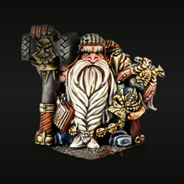 Fantasy Dwarf Noble Warrior with Double Axe 28mm Painted Resin Figure