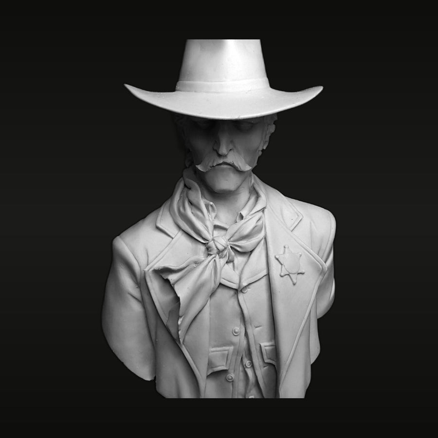 Wild West Sheriff with Star Badge and Bandana 85mm Resin Bust Kit - unpainted resin model kit