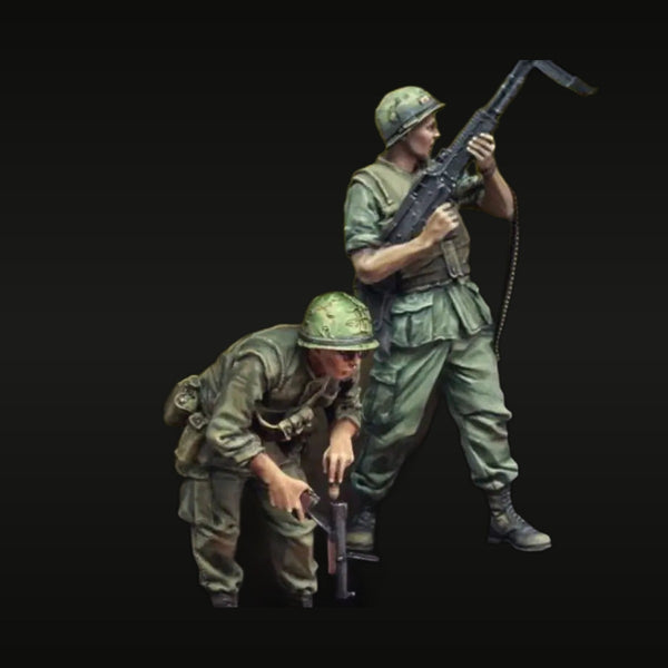 Vietnam War US Soldiers with M60 Machine Gun 1/35 Resin Figure Kit