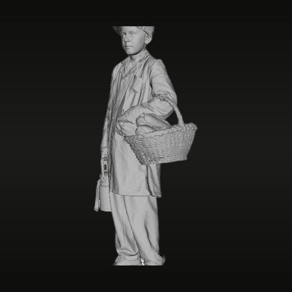WWII Young Civilian Boy with Basket 1/35 Resin Figure