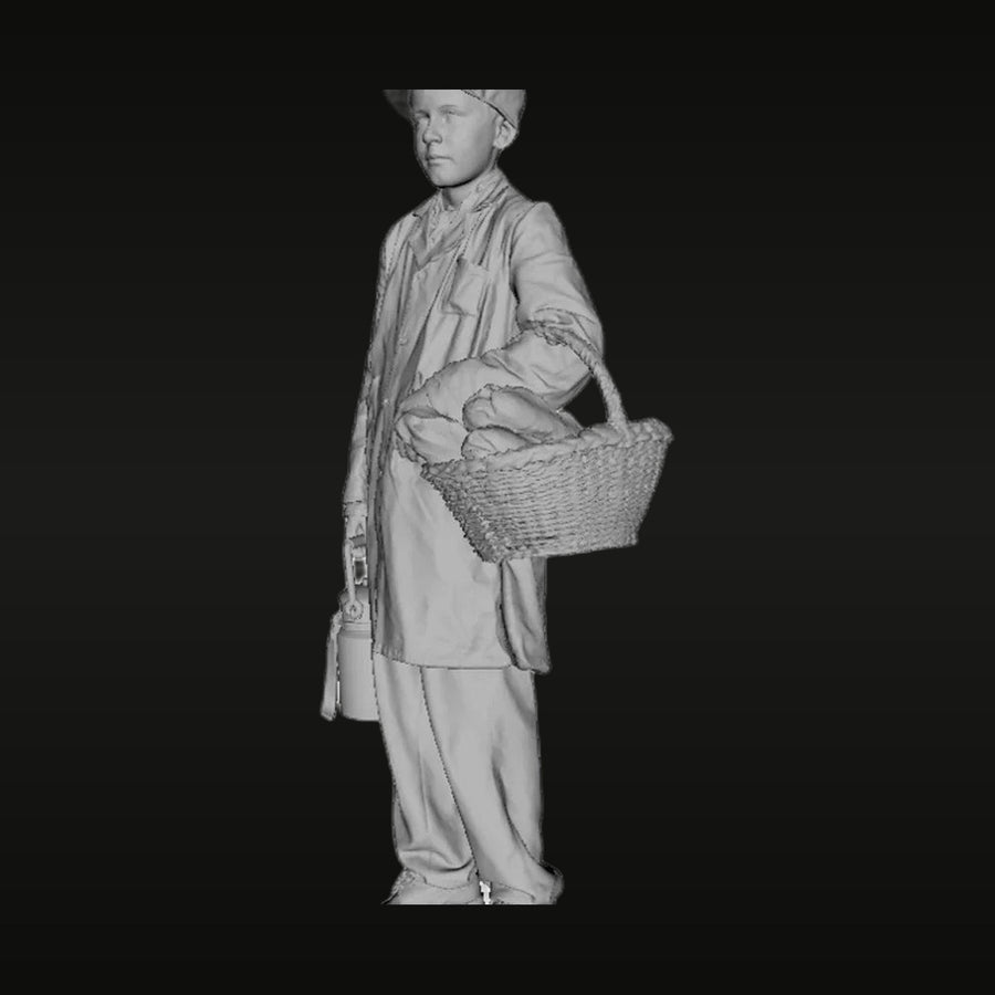 WWII Young Civilian Boy with Basket 1/35 Resin Figure - unpainted resin model kit