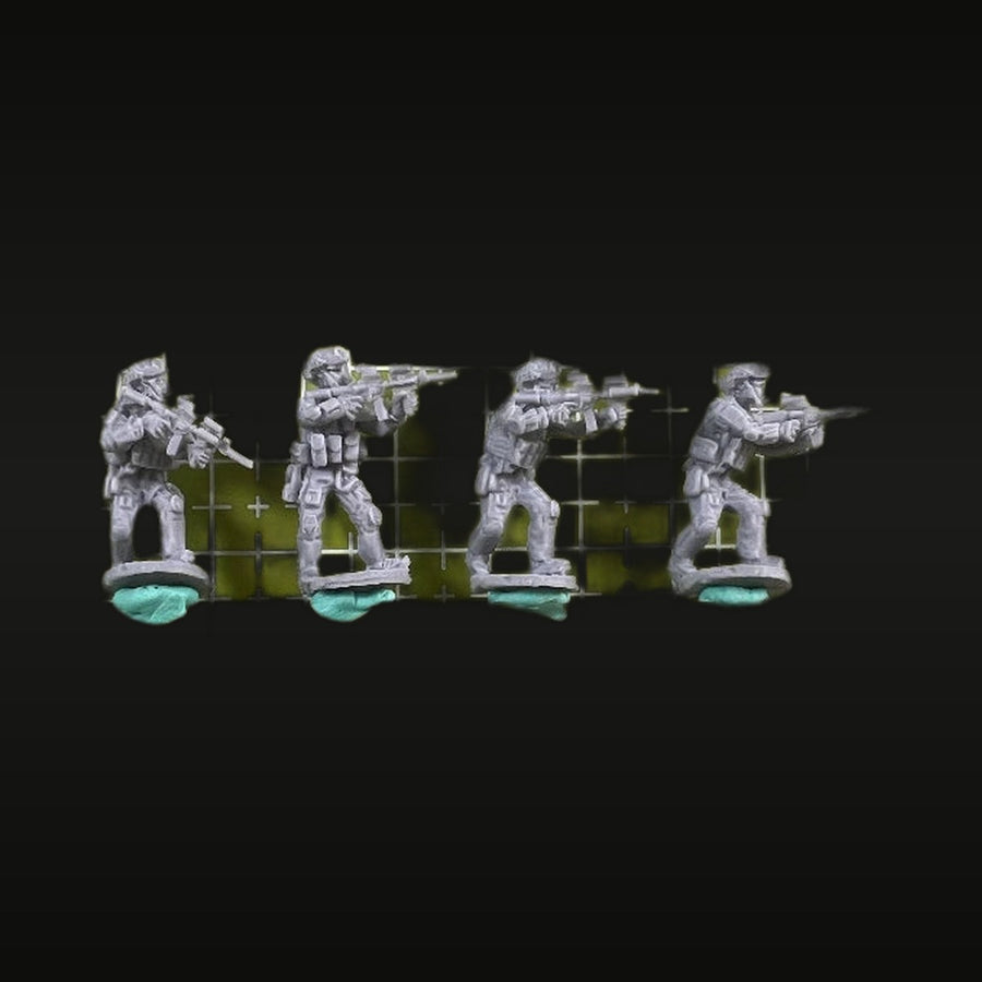 Modern Military Soldiers 4-Figure Set 28mm Tabletop Kit - unpainted resin model kit