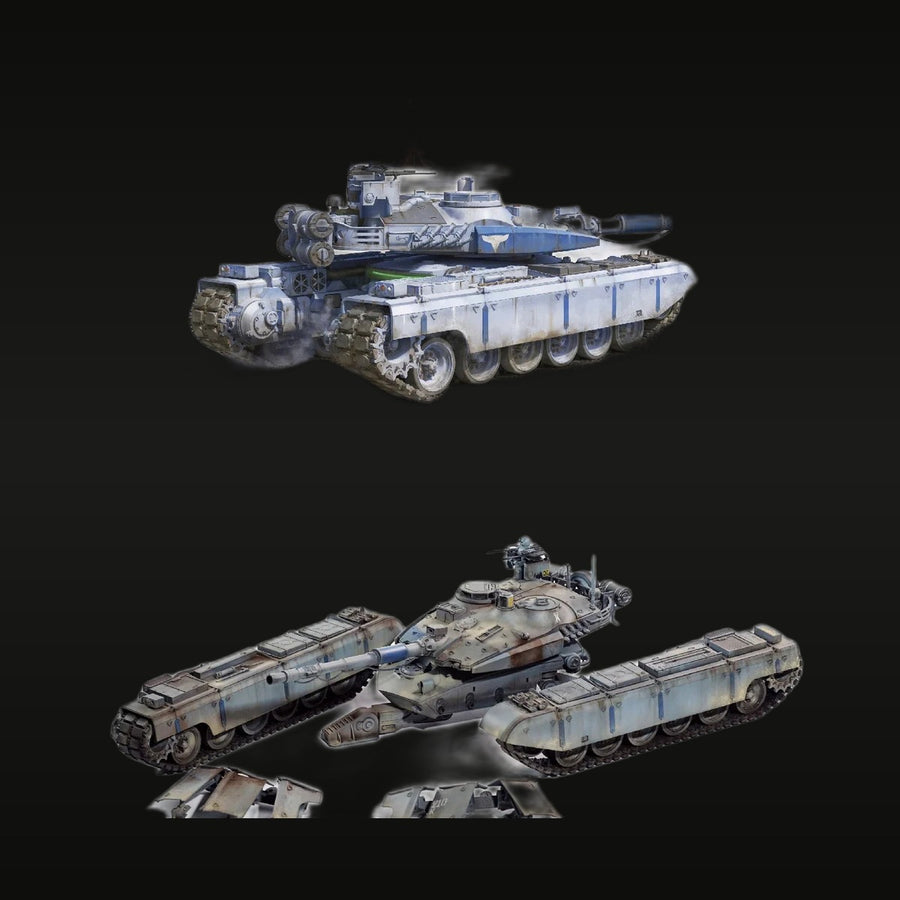 Sci-Fi Heavy Tank with Railgun and Extended Track Sponsons 1/35 Resin Vehicle Kit - unpainted resin model kit