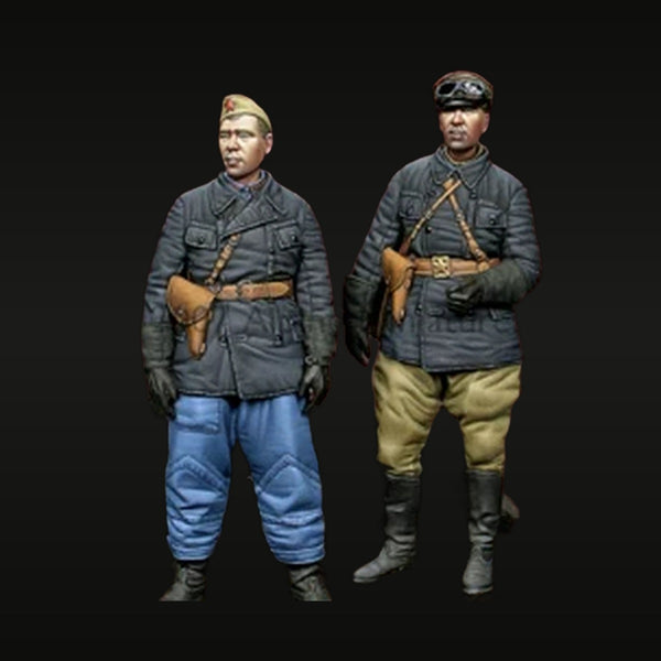 WWII Soviet Tank Crew Tanker & Officer 1/35 Painted Resin Figure Set