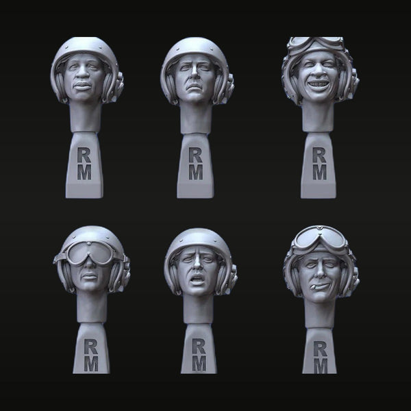 Vietnam War US Tank Crewman 6-Head Bust Set 1/35 Resin Kit