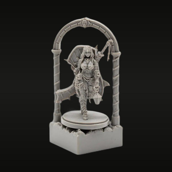 Fantasy Female Warrior with Axe Archway Diorama Base 75mm Resin Figure Kit