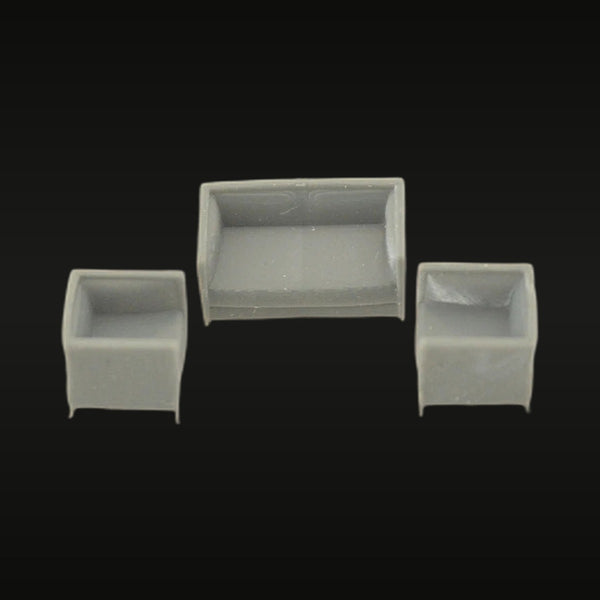 Modern Furniture Set (Chairs & Sofa) 1/87 Resin Diorama Accessory