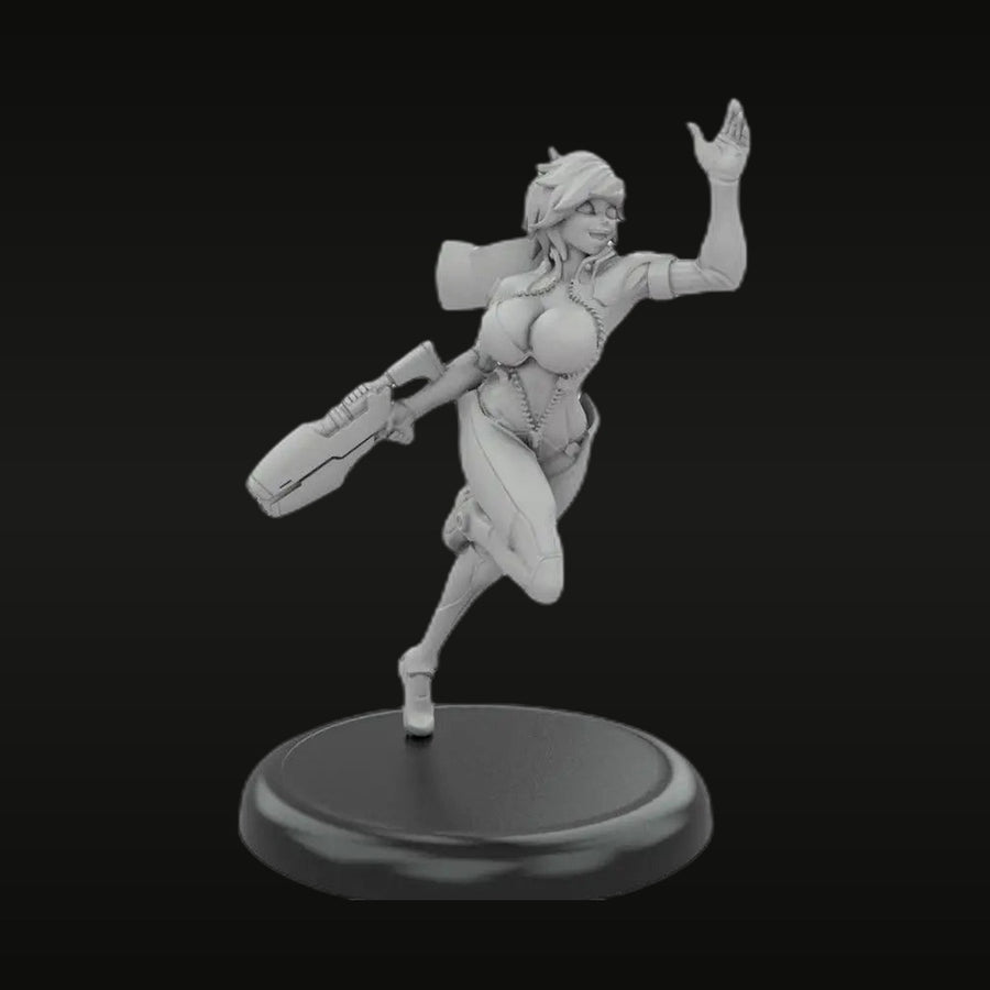 Sci-Fi Female Gunner with Heavy Blaster 75mm Resin Figure Kit - unpainted resin model kit