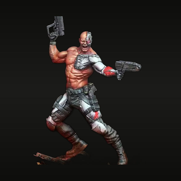 Cyberpunk Half-Cyborg Mercenary with Dual Weapons 75mm Resin Figure Kit