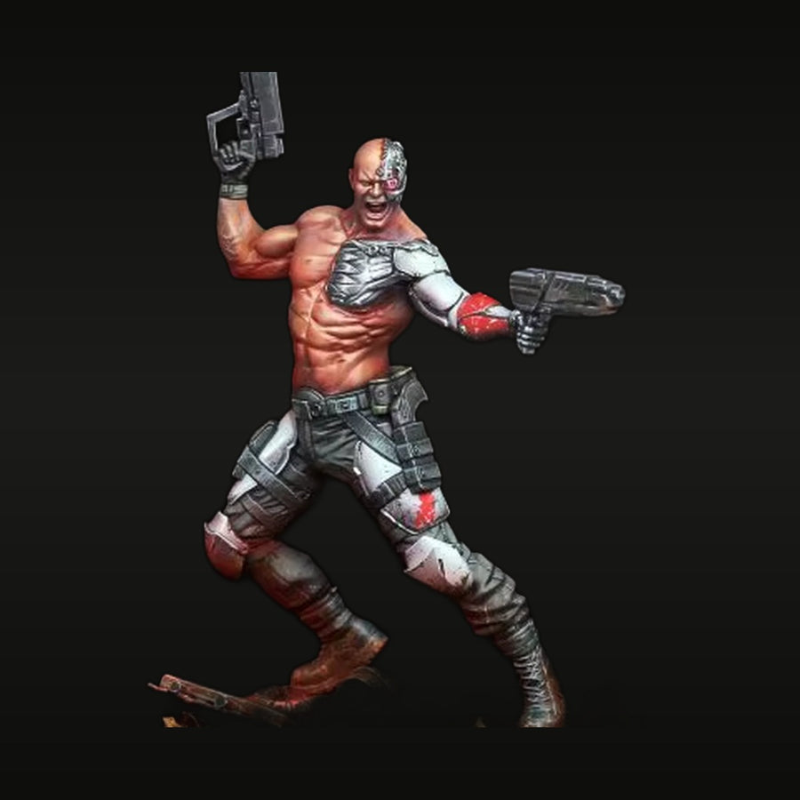 Cyberpunk Half-Cyborg Mercenary with Dual Weapons 75mm Resin Figure Kit - unpainted resin model kit
