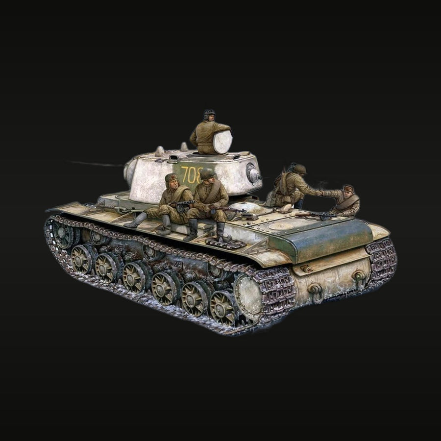 Soviet KV-1 Heavy Tank with Infantry Riders Diorama 1/48 Resin Kit - unpainted resin model kit