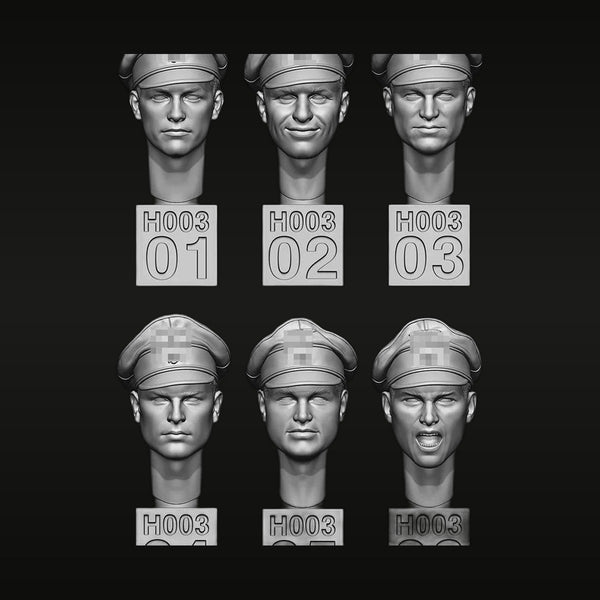 WWII German Soldier Heads Set No.3 with Stahlhelm 1/35 Resin Bust Kit