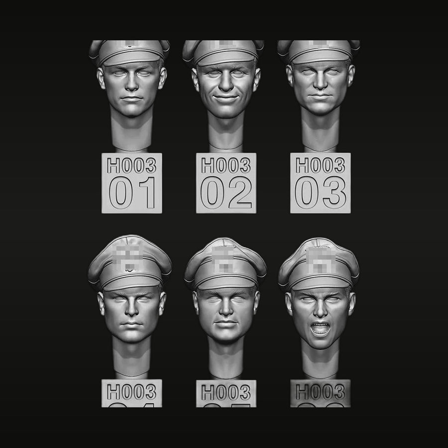 WWII German Soldier Heads Set No.3 with Stahlhelm 1/35 Resin Bust Kit - unpainted resin model kit