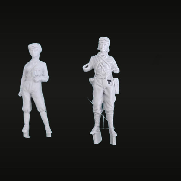 WWII Soviet Tank Crew Pair Male Commander Female 1/35 Resin Figure Kit