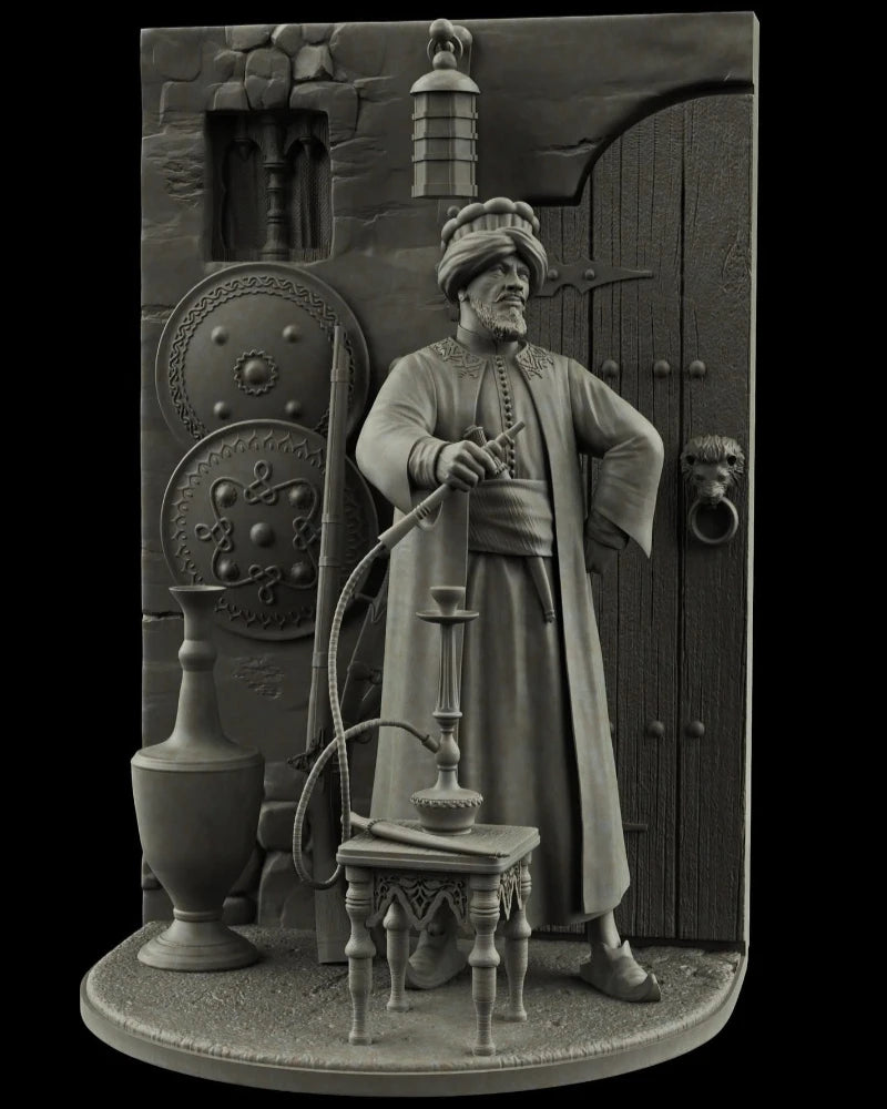 1/24 Scale 75Mm Die-Cast Resin Figure Model Kit Ancient Eastern Merchant Hobby Miniature Toys Unassembled Unpainted Diorama