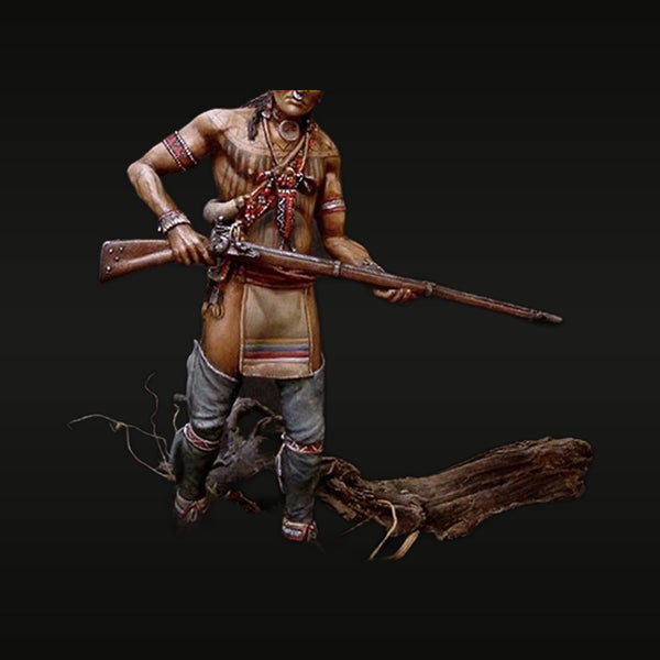 Native American Warrior with Flintlock Rifle Resin Figure Kit