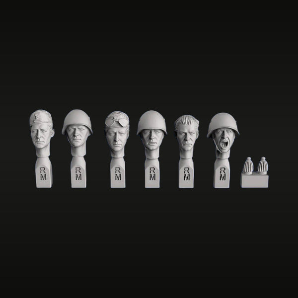 WWII Italian Soldier Heads with Headgear 1/35 Scale Resin Kit