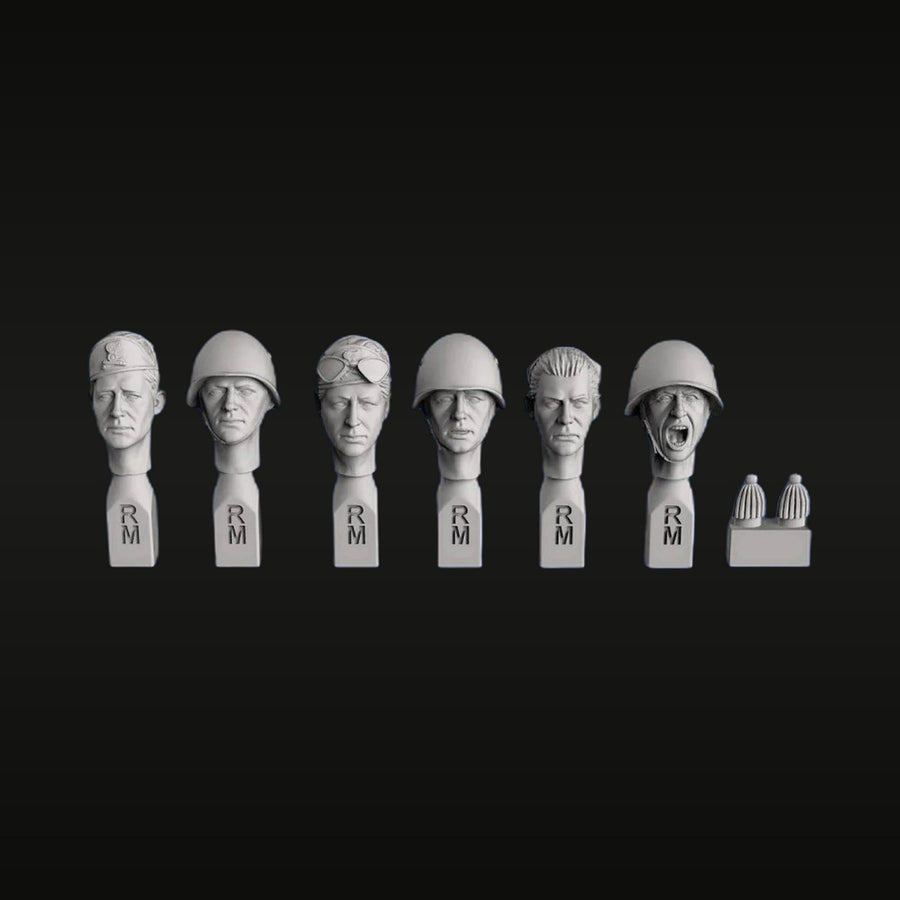 WWII Italian Soldier Heads with Headgear 1/35 Scale Resin Kit - unpainted resin model kit