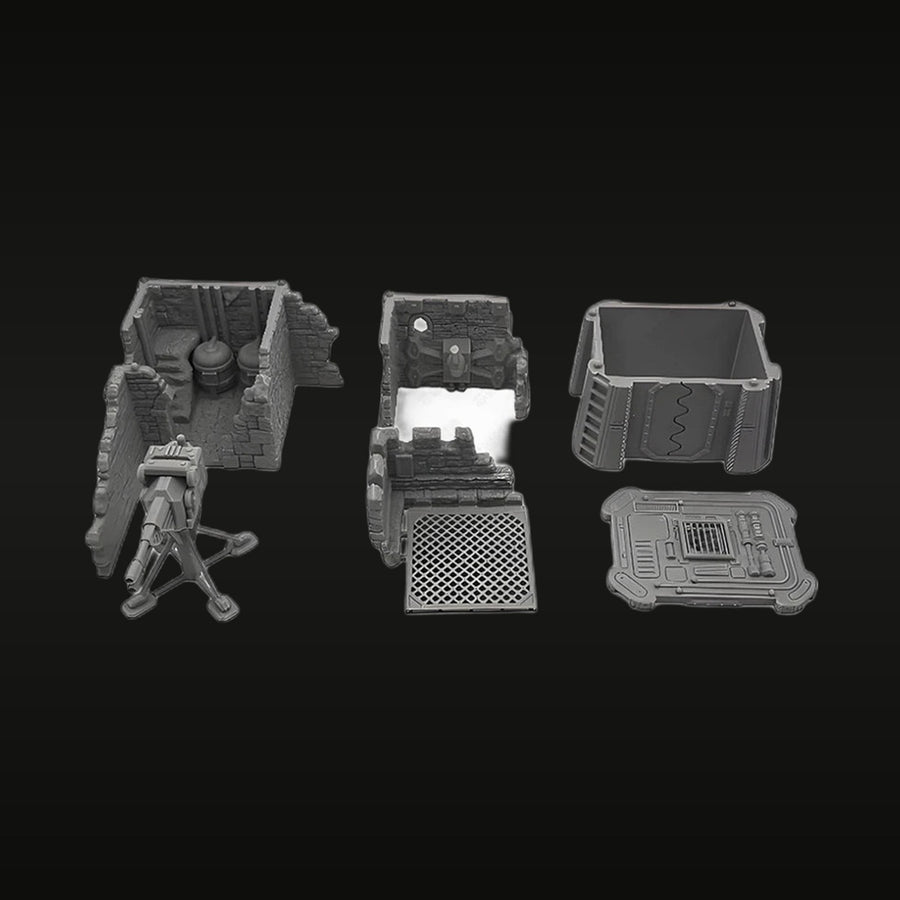 Sci-Fi Military Bunker Stronghold Modular Terrain Resin Diorama Kit - unpainted resin model kit