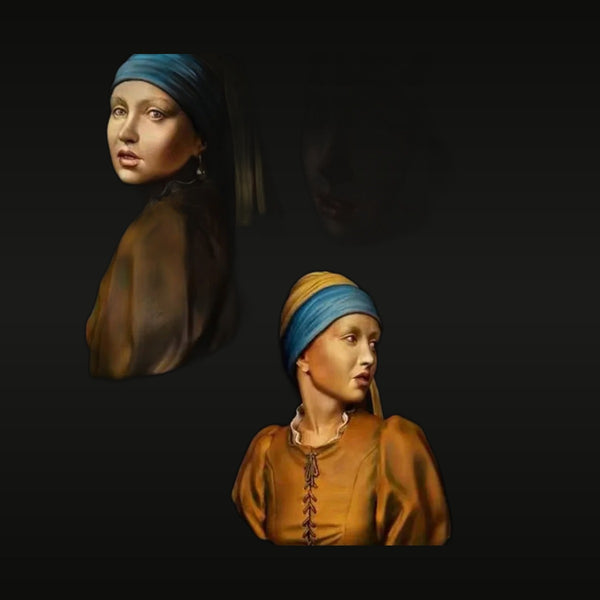 Female Portrait Busts with Pearl Necklace 1/10 Resin Set of 2