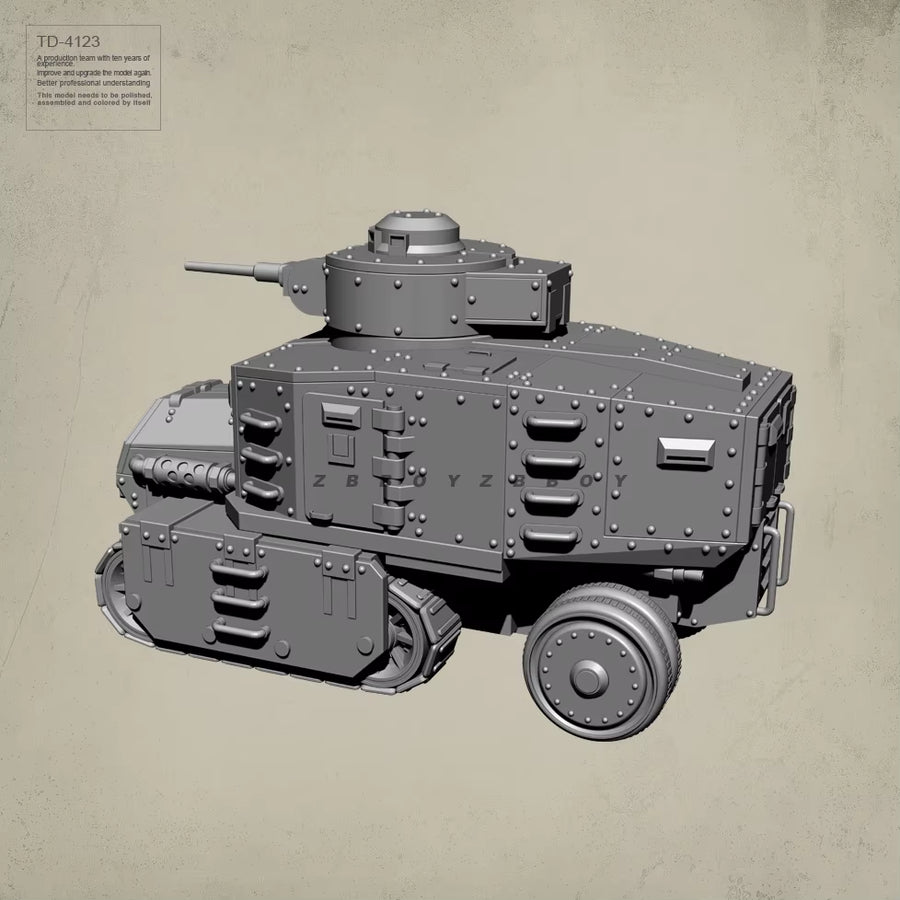 Sci-Fi Steampunk Medium Tank with Rotating Turret 1/144 Resin Vehicle Kit - resin model view 2