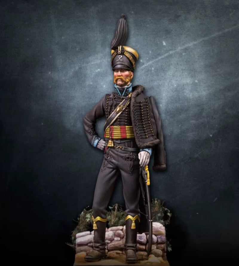1/24 Scale 75Mm Die-Cast Resin Figure Model Kit Ancient Hussar Officer 1815 Hobby Miniature Toys Unassembled Unpainted Diorama