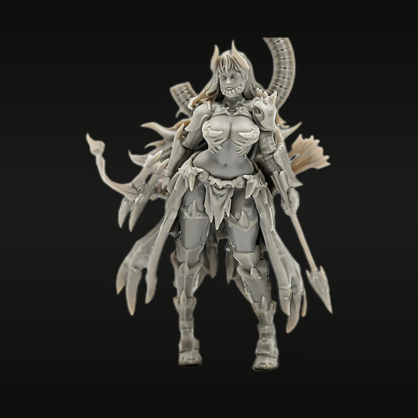 Fantasy Female Demon Warrior with Dual Curved Swords 38mm Resin Figure Kit