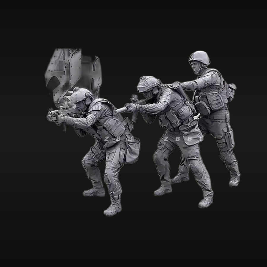Modern US Special Forces Three-Figure Team Helicopter Assault 1/35 Resin Figure Kit - unpainted resin model kit