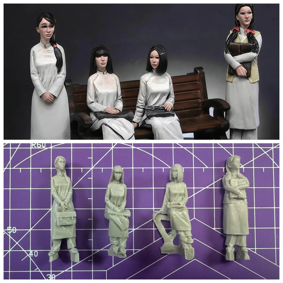 Modern Civilian Female Figures Seated & Standing 1/35 Resin Set of 2 - resin model view 2