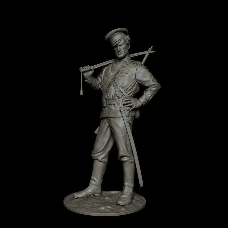 75Mm Resin Unpainted Model Kit, Military Theme, Russian Cossack Warriors (2 Heads) Unassembled and Unpainted GK