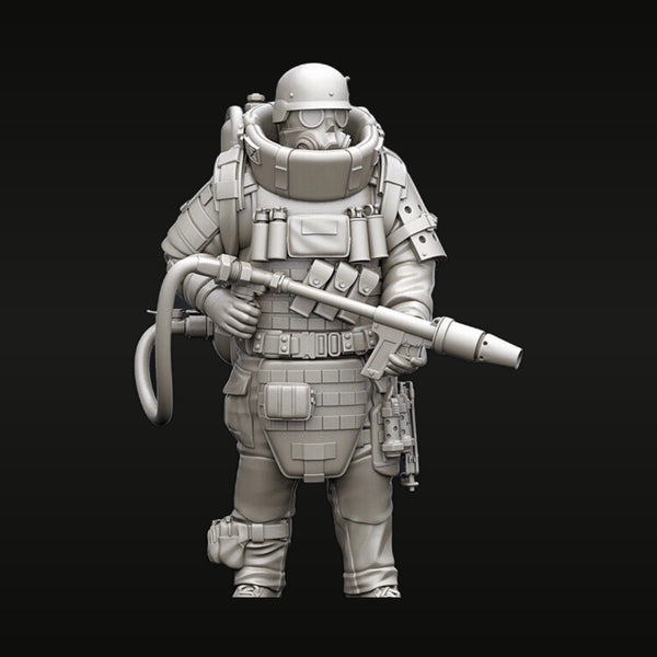 Sci-Fi Pyro Soldier with Flamethrower 1/35 Resin Figure Kit