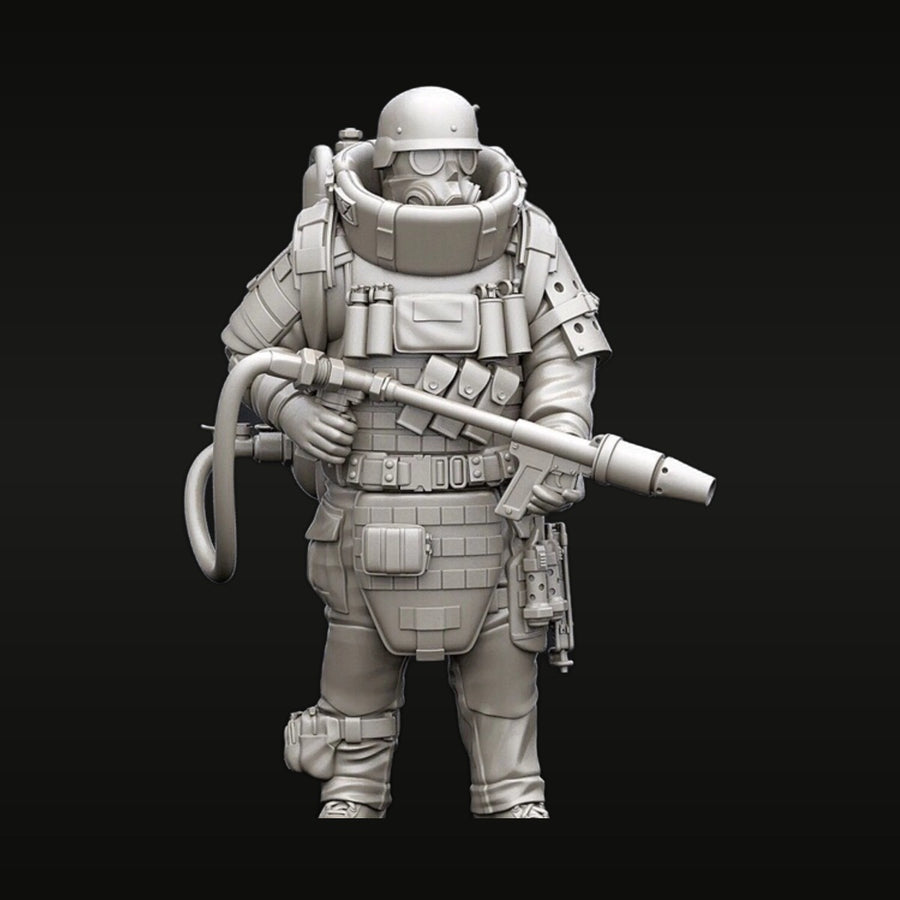 Sci-Fi Pyro Soldier with Flamethrower 1/35 Resin Figure Kit - unpainted resin model kit
