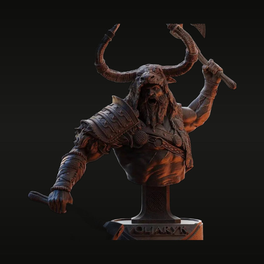 Fantasy Horned Dwarf Warrior with Axe 1/10 Resin Bust - unpainted resin model kit