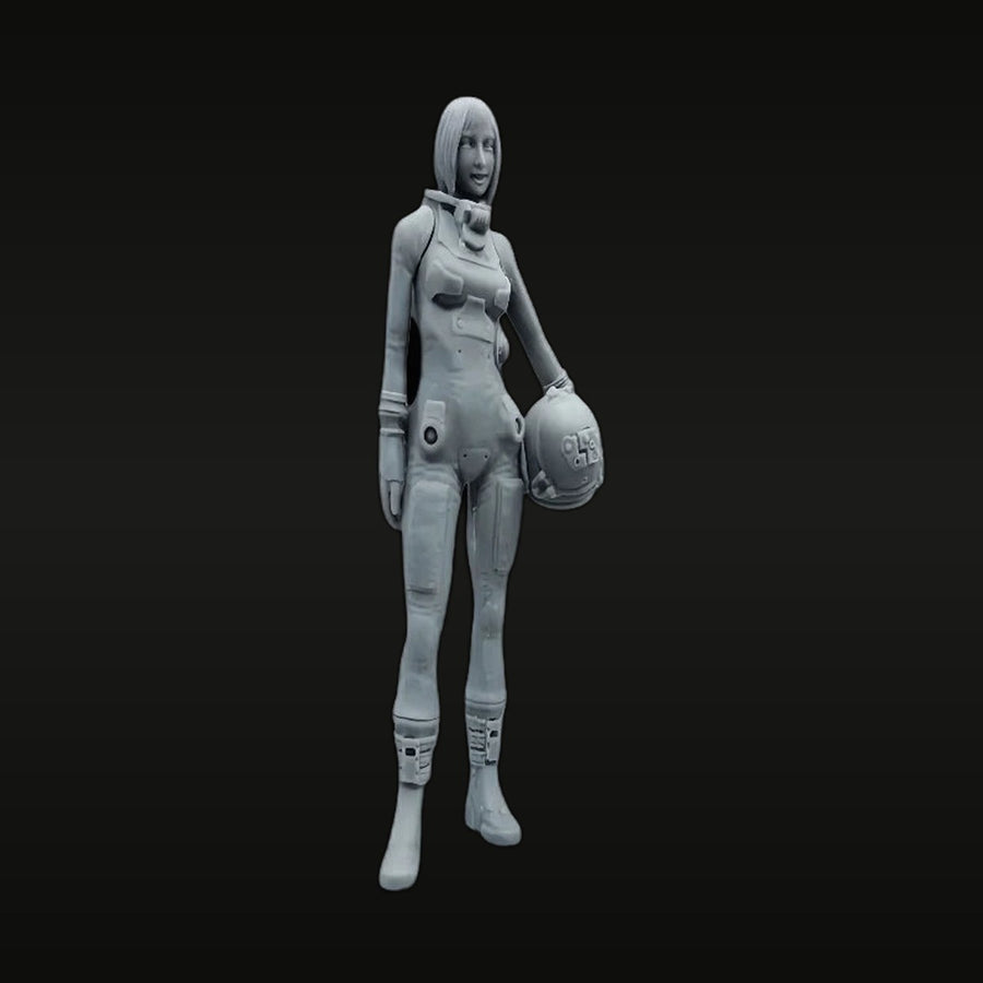 Sci-Fi Female Astronaut in Form-Fitting Spacesuit 75mm Resin Figure Kit - unpainted resin model kit