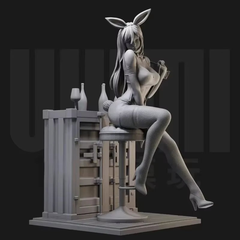 1/24 Scale 75Mm Pub Bunny Pretty Resin Figure Model Kit Fantasy Hobby 3D Printing Miniature Diorama Toy Unassembled Unpainted