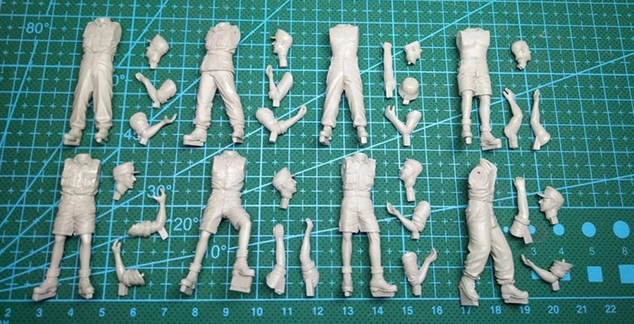 1/35 Scale Die-Cast Resin Figure Model Kit Afrika Korps Flak 18 Crew Set 8 Figures Unassembled and Unpainted No Flak