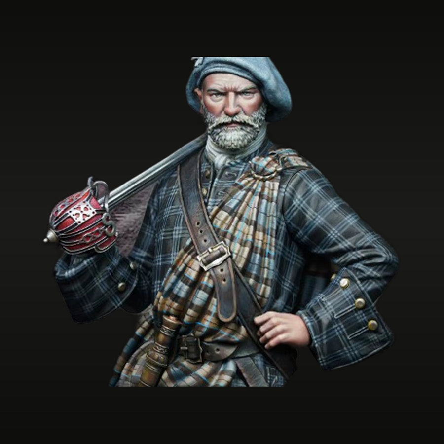 18th Century Scottish Highland Officer with Bagpipes 1/10 Resin Bust Kit - unpainted resin model kit