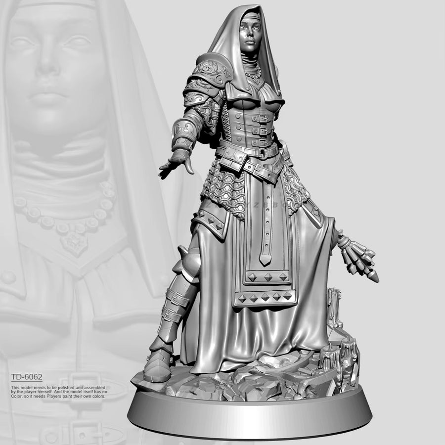 Medieval Noblewoman Warrior 38mm Resin Figure Kit - resin model view 3