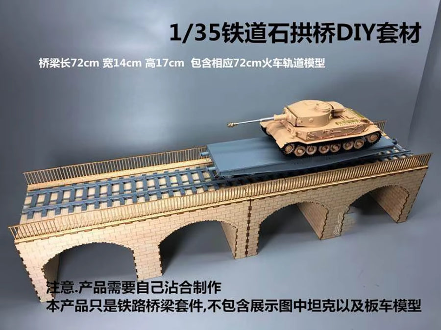 1/35 CY716 Model Railway Stone Arch Bridge Bridge Model Wooden Kit Can Be Used for 1/87 Train Bridge DIY Hobby