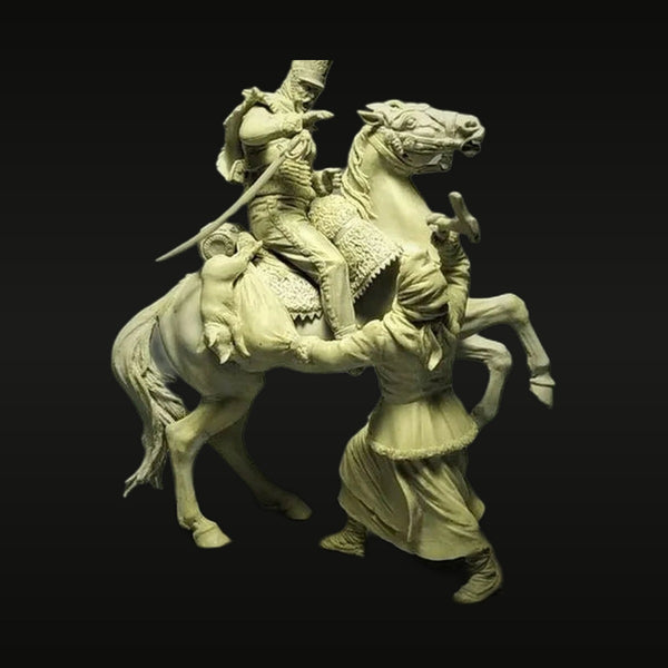 Ottoman/Napoleonic Era Mounted Warrior & Attendant 54mm Resin Figure Set
