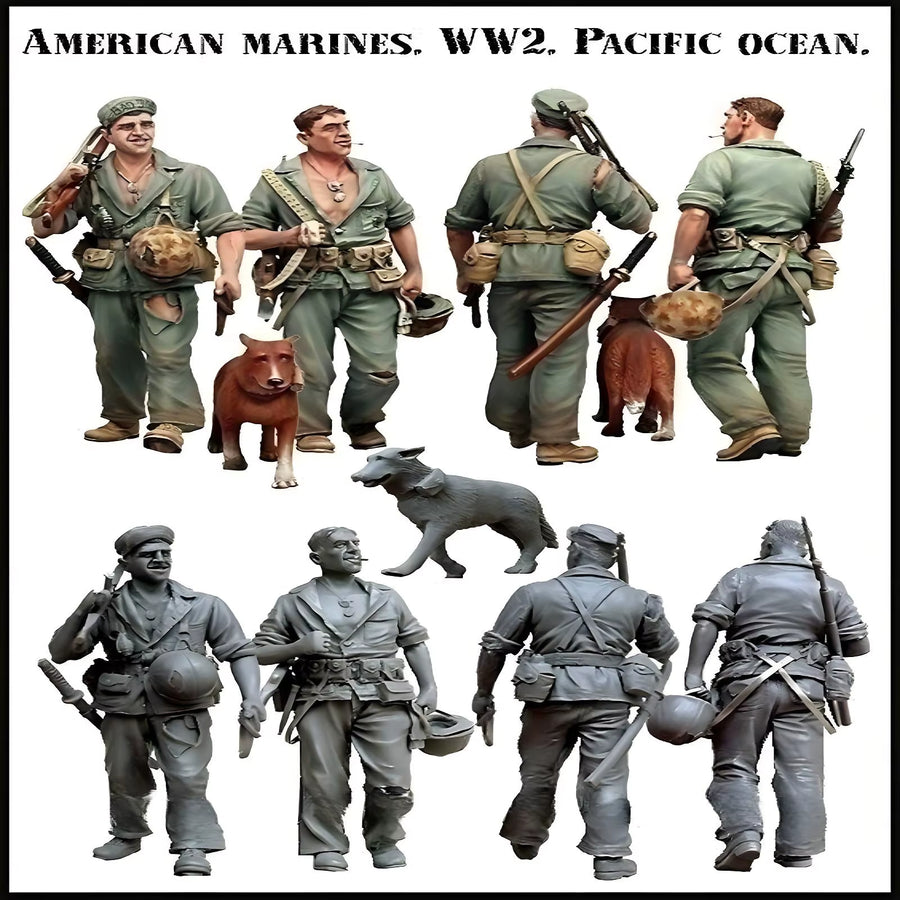 Vietnam War US Soldier Patrol with Service Dog 1/35 Resin Figure Set - resin model view 2