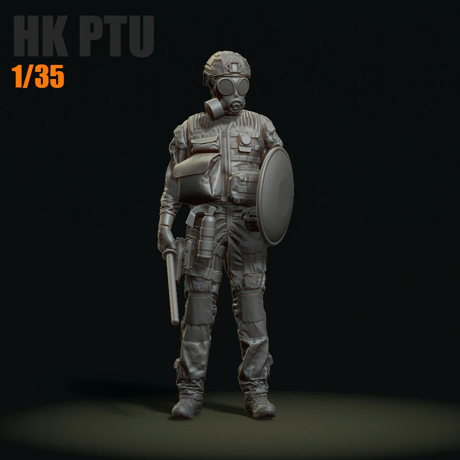 Modern Riot Police Officer with Gas Mask & Shield 1/35 Resin Figure Kit - resin model view 3