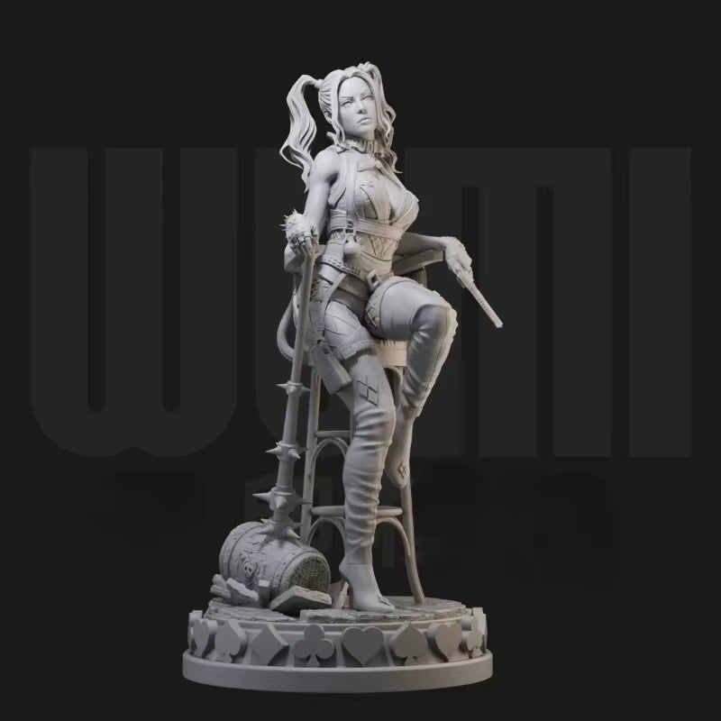 Double Ponytail Pretty Girl 1/24 Scale 75Mm Resin Full Figures Model Kit Hobby Miniature Unassembled and Unpainted Diorama Toys