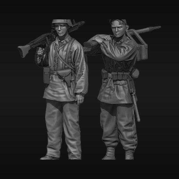 WWII German MG42 Machine Gun Team 1/35 Resin Figure Set